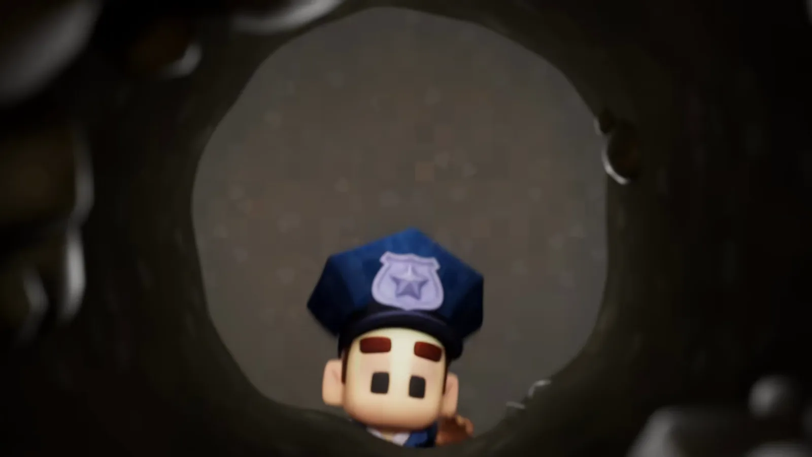 A The Escapists 3 guard leans over a freshly dug tunnel hole and peers down into the dark, the trailer’s visual proof that tunneling returns
